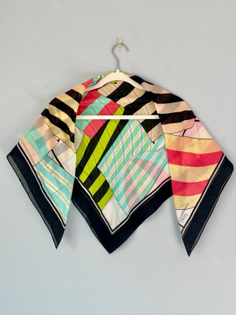 Geometric Patterned Colorful Vintage Scarf by Echo